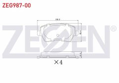 ZEG987-00 Ön Fren Balatası Megane IV (2015>..), Zoe (2012>..), Clio III (2005>2012), Kangoo III (2008>..), Modus (2004>..), Captur (2013>..), Logan (2004>2010), Duster (2010>..), Dokker (2012>..), Lodgy