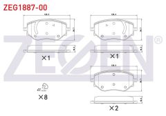 ZEG1887-00 Ön Fren Balatası Clio V (2019>..) / 1.0 Sce Benzinli / Micra (2016>..)
