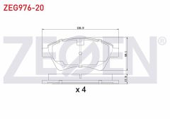 ZEG976-20 Ön Fren Balatası Megane II (02-05) / Scenic (03-..) / Grand Scenic II (04-..) (18.30mm)